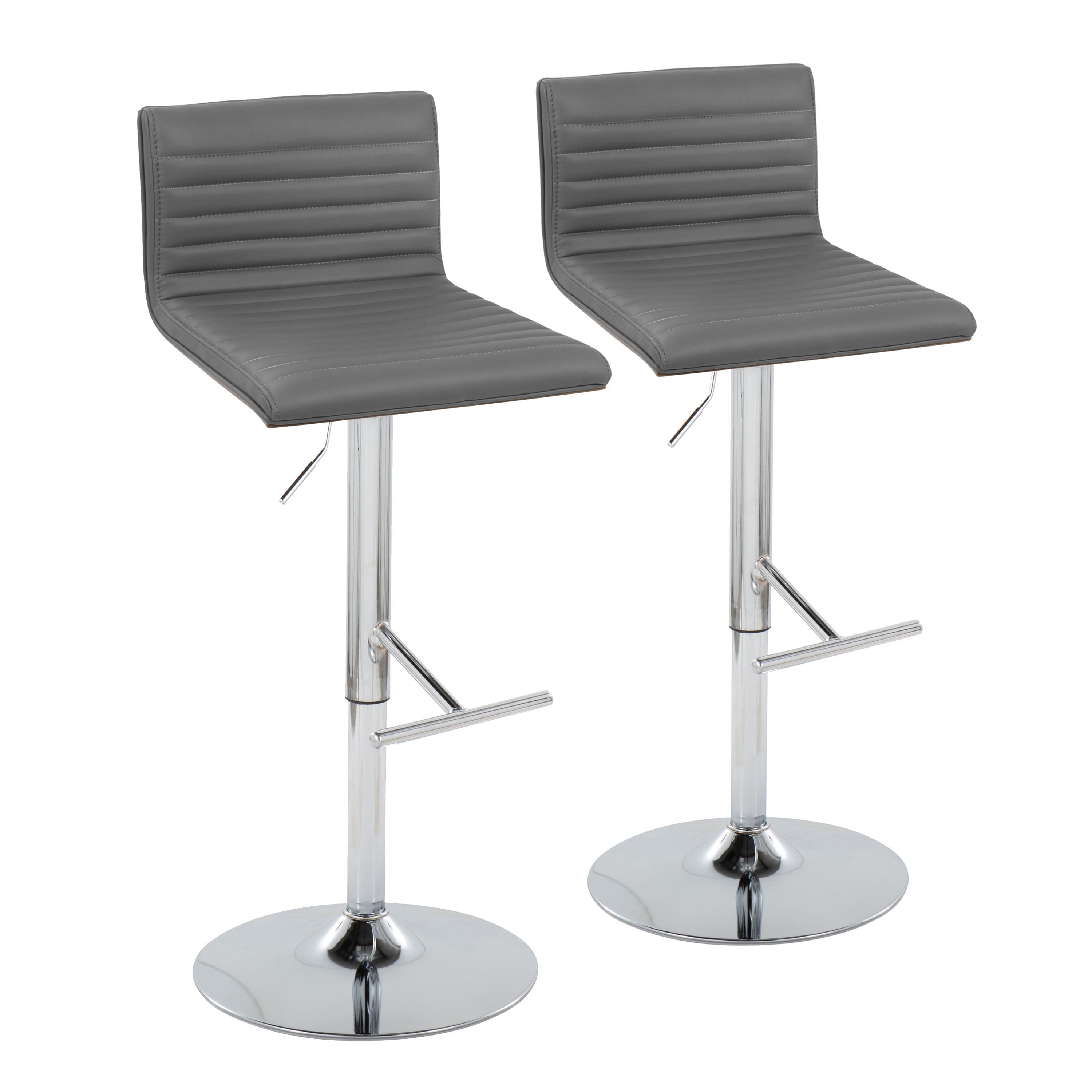 Mason - Contemporary Adjustable Barstool &amp; Swivel With Straight T Footrest (Set of 2)