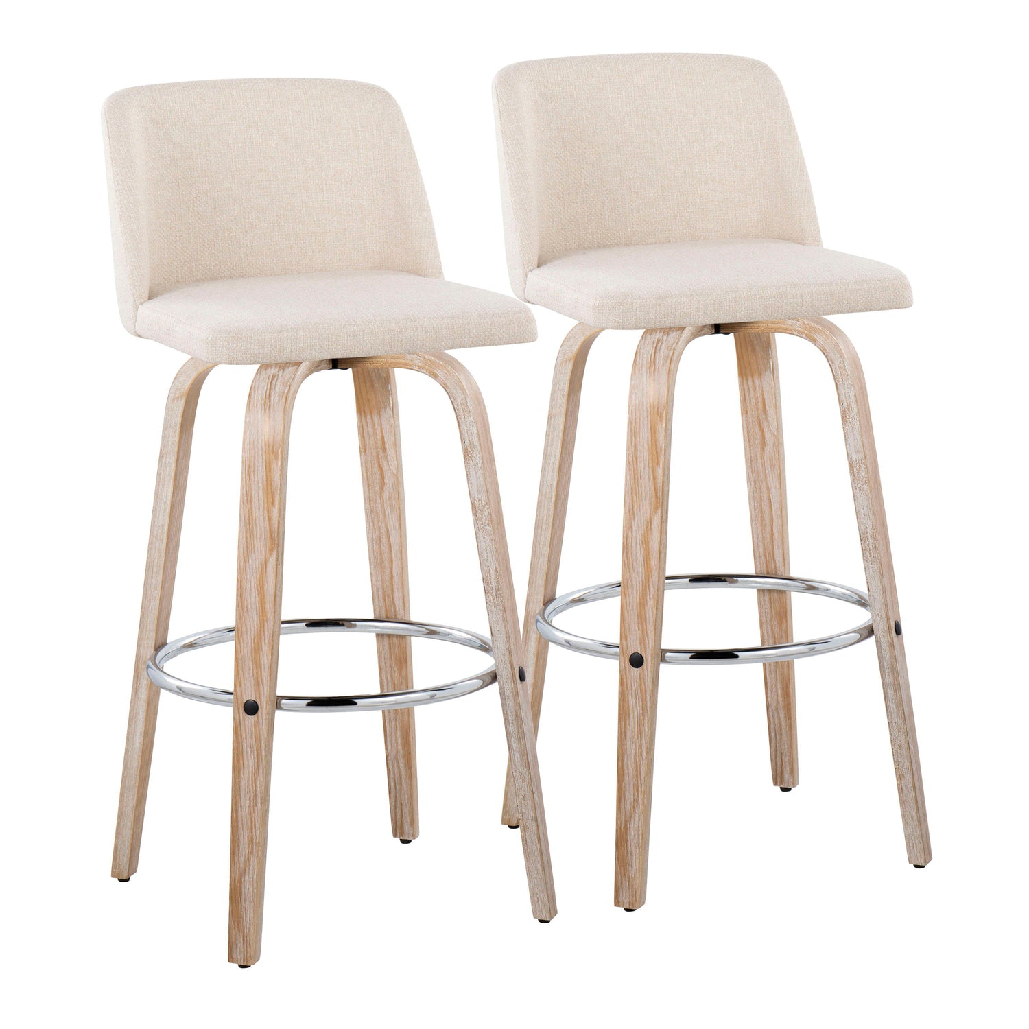 Toriano - Contemporary Fixed Height Barstool With Swivel &amp; Round Footrest (Set of 2)