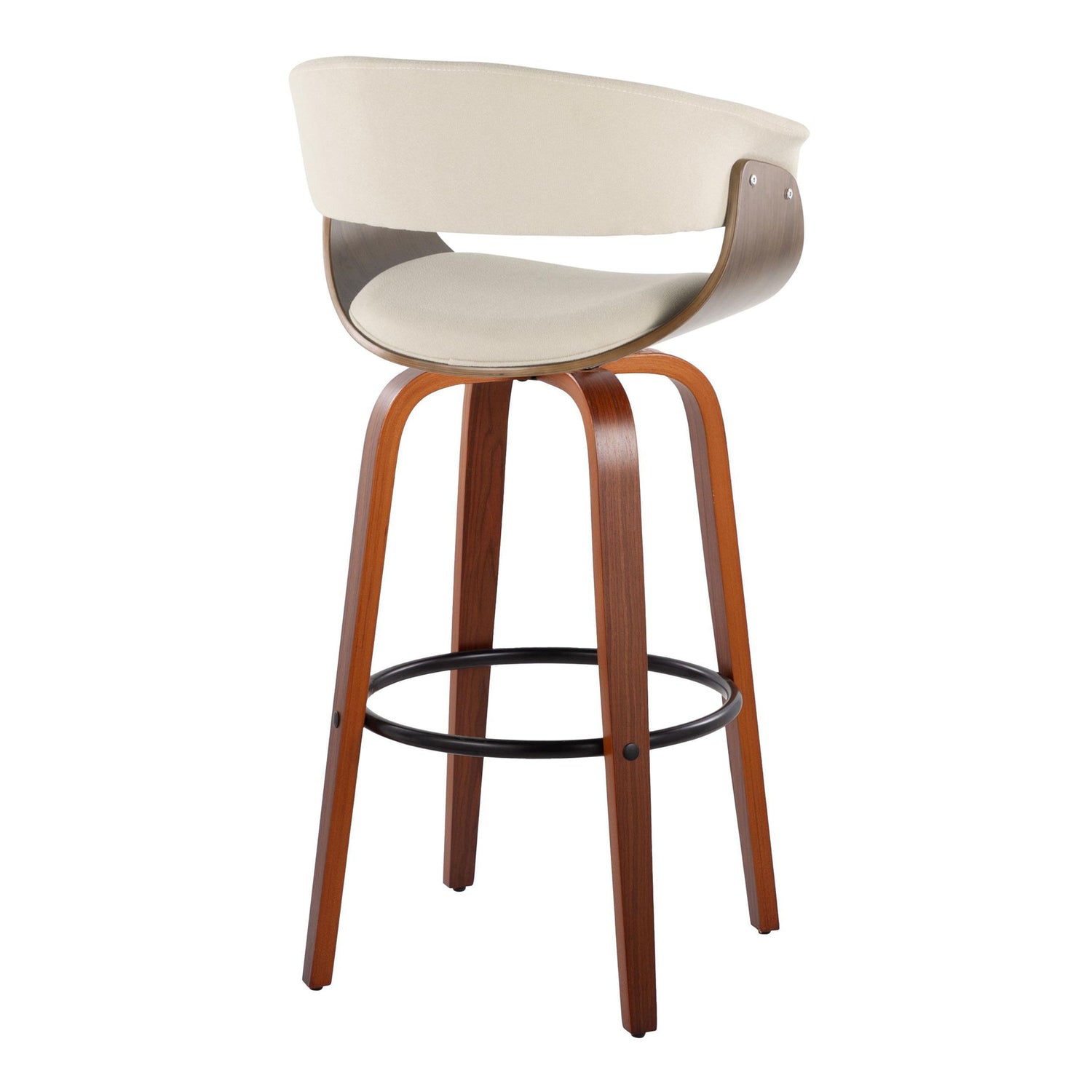 Vintage Mod - Mid Century Modern Fixed Height Barstool With Swivel &amp; Round Footrest (Set of 2)