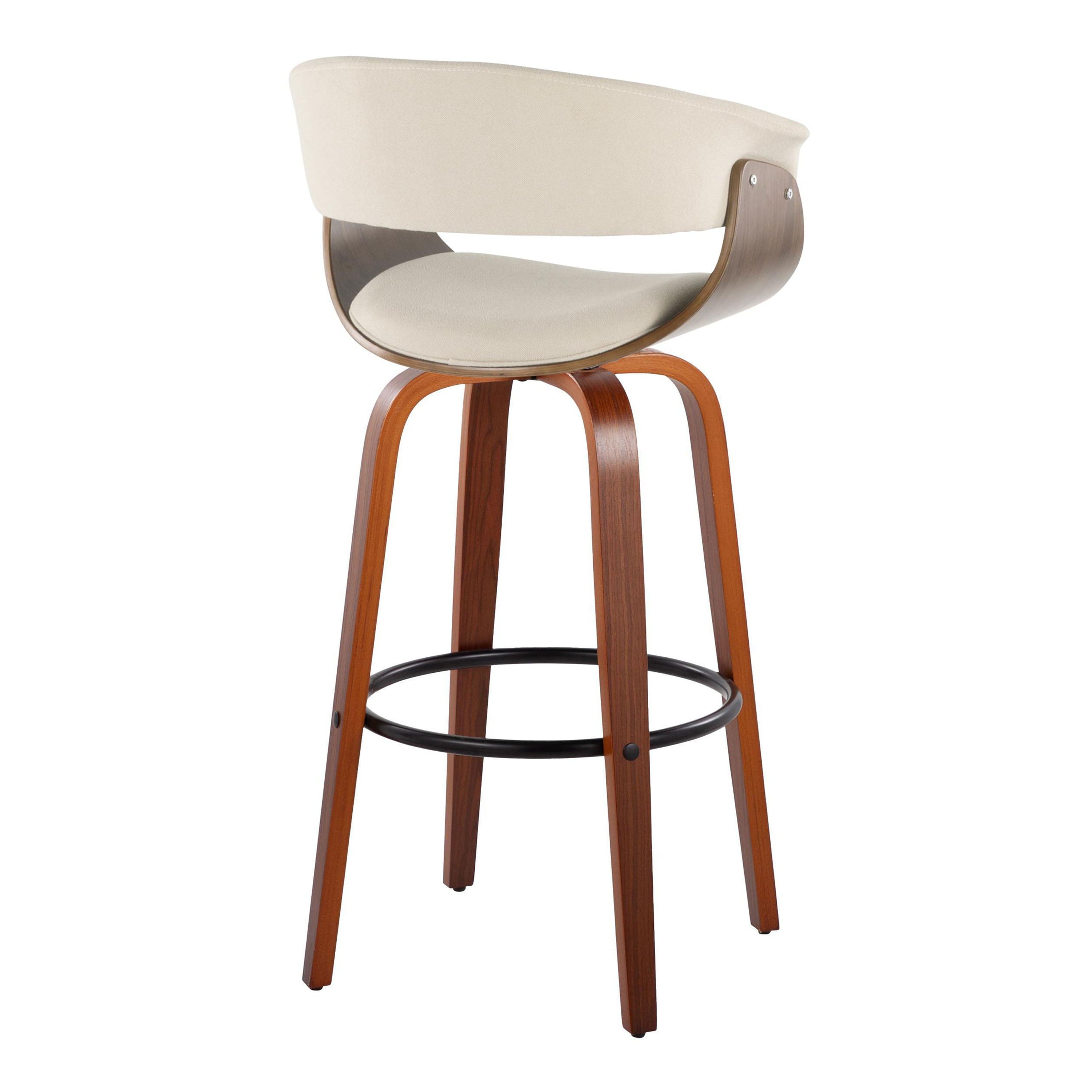 Vintage Mod - Mid Century Modern Fixed Height Barstool With Swivel &amp; Round Footrest (Set of 2)
