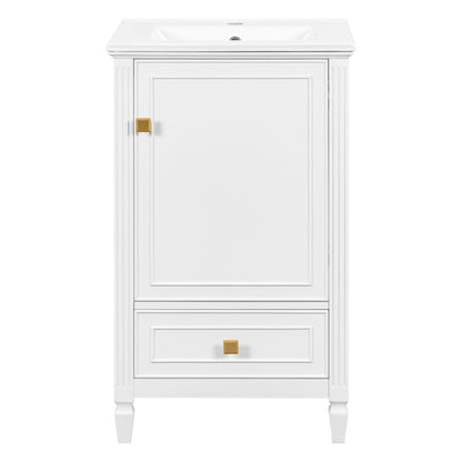 Freestanding Bathroom Vanity With Sink, Soft Closing Door, Drawer Storage - White
