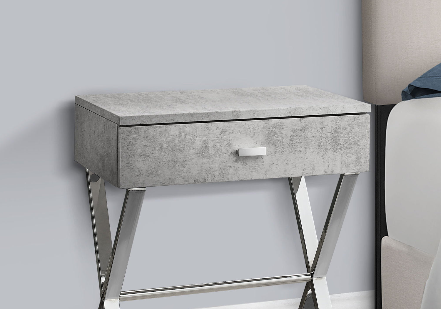 Accent Side X Table, Storage Drawer, Contemporary &amp; Modern