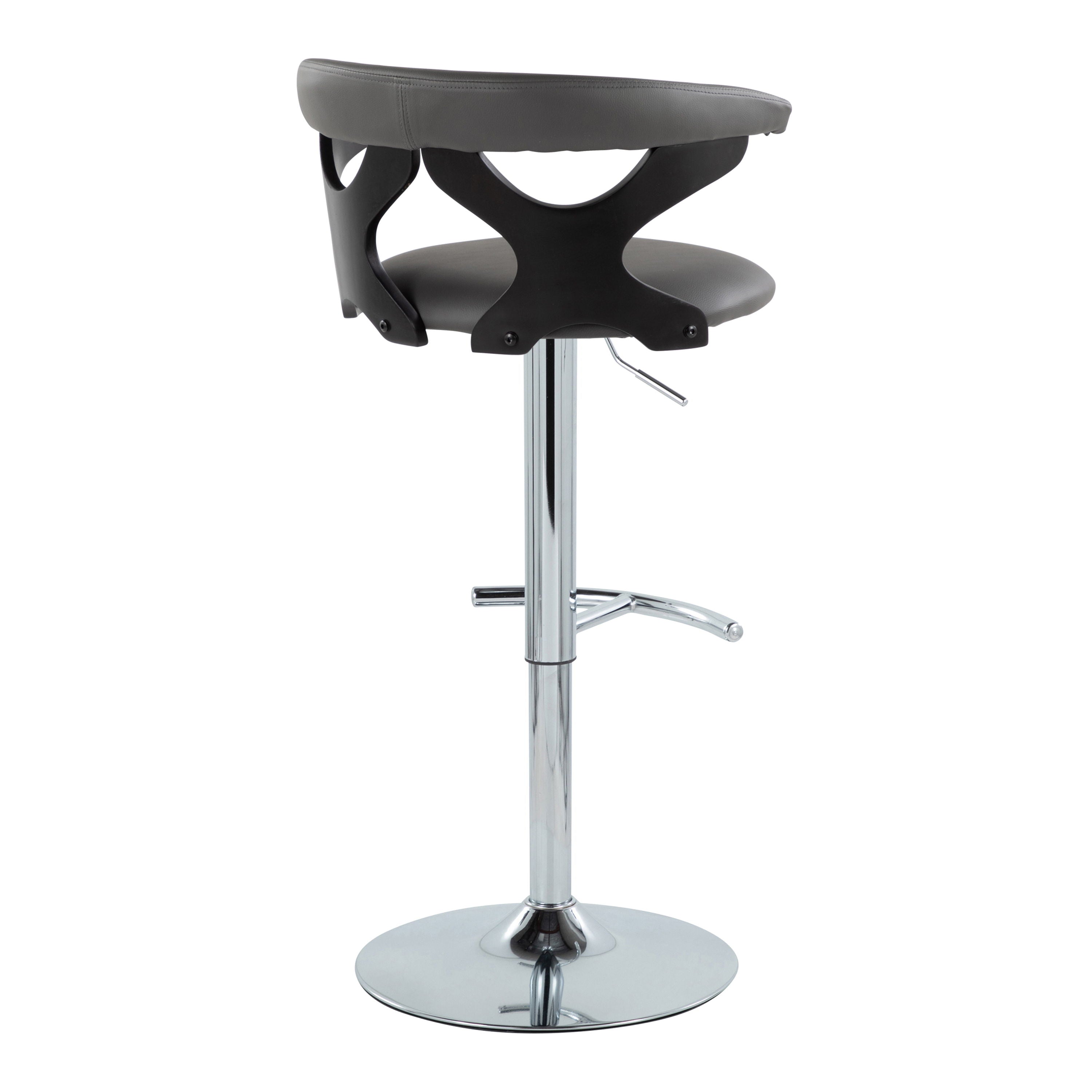 Gardenia - Contemporary Adjustable Barstool &amp; Swivel, Rounded T Footrest (Set of 2)