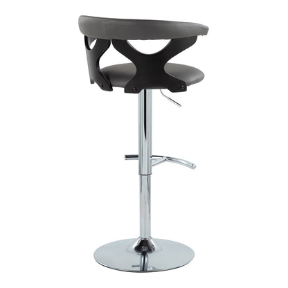 Gardenia - Contemporary Adjustable Barstool &amp; Swivel, Rounded T Footrest (Set of 2)