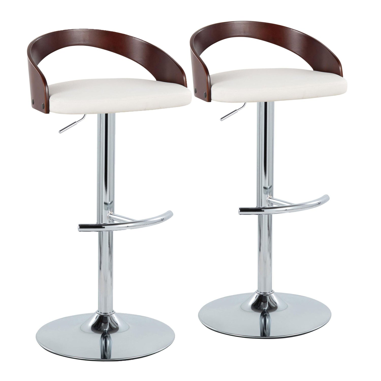 Grotto - Contemporary Adjustable Barstool &amp; Swivel With Rounded T Footrest (Set of 2)