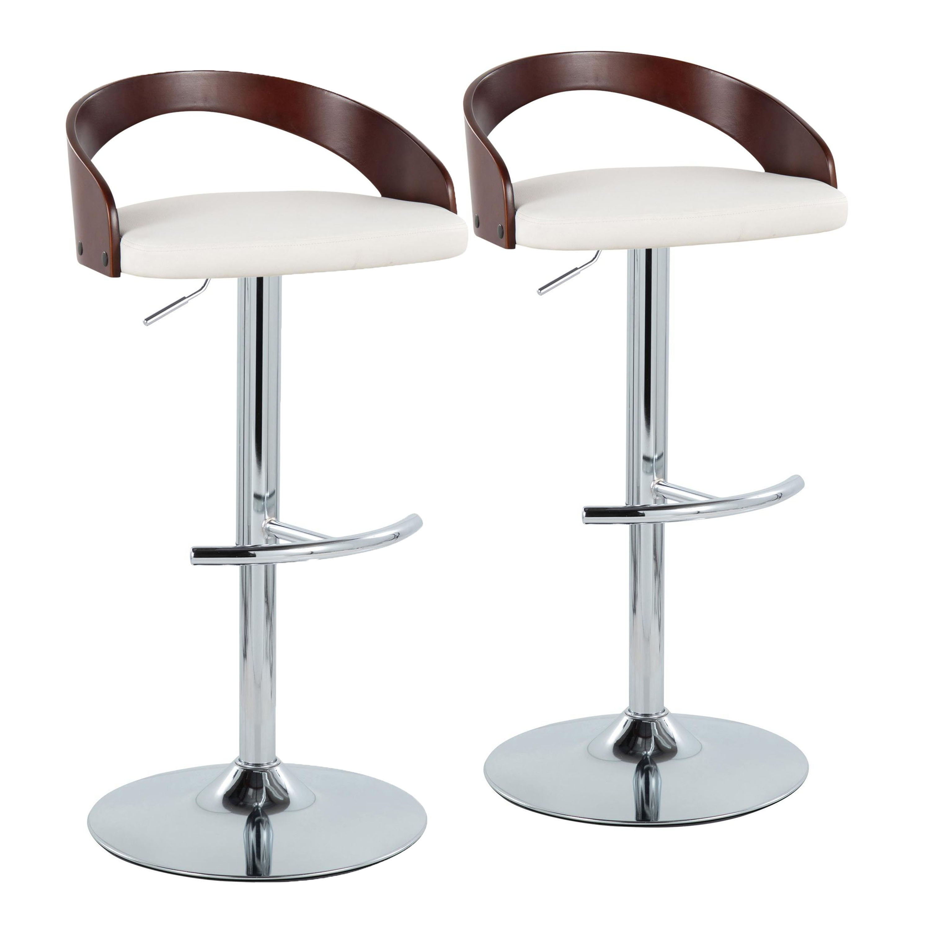 Grotto - Contemporary Adjustable Barstool &amp; Swivel With Rounded T Footrest (Set of 2)