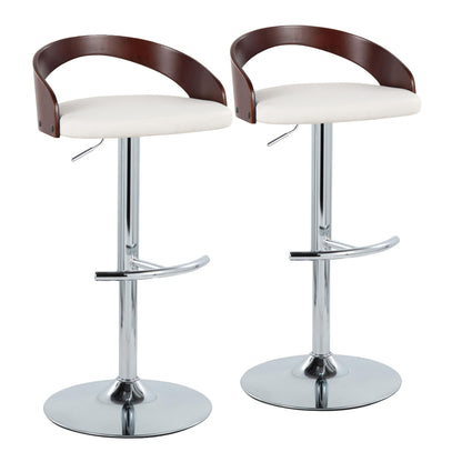 Grotto - Contemporary Adjustable Barstool &amp; Swivel With Rounded T Footrest (Set of 2)