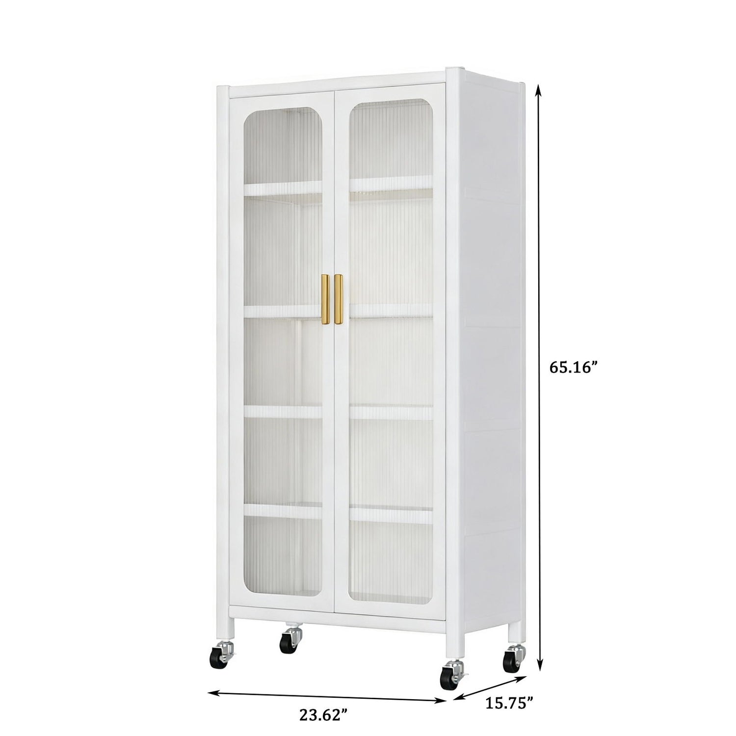 6 Tier Storage Cabinet With Transparent Door, Adjustable Shelves &amp; Wheels