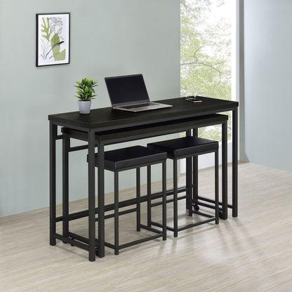 Klekner - 4 Piece Counter Height Table Set With Nesting Tables And Backless Stools - Charcoal