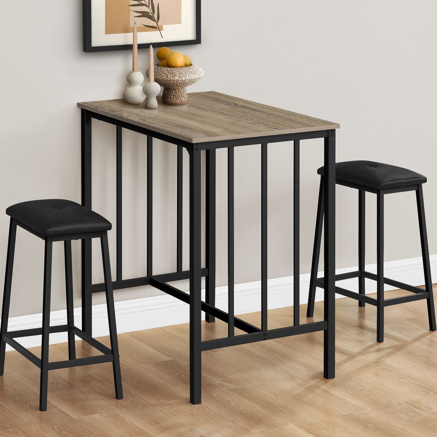 3 Pieces Dining Set, Counter Height, Rectangular, Small, Contemporary &amp; Modern