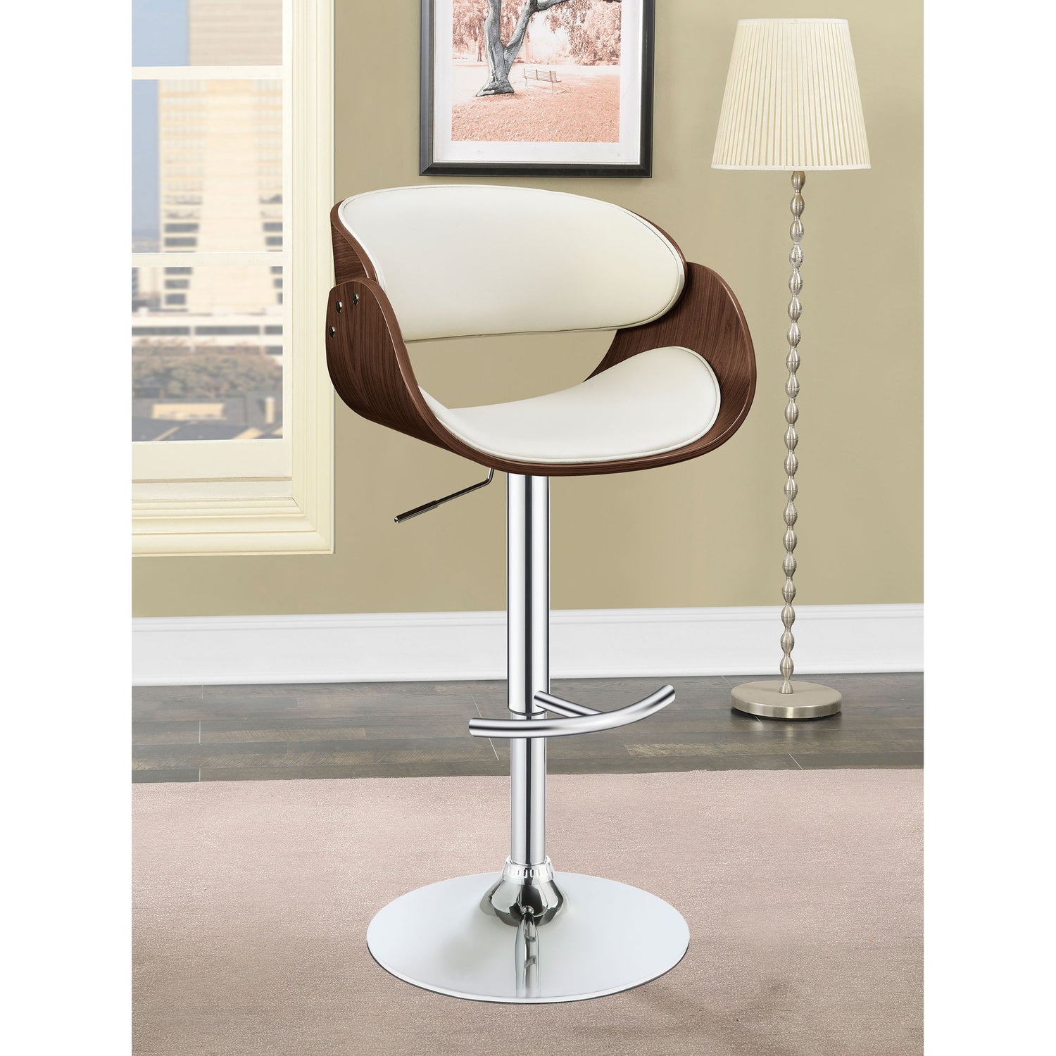 Ergonomic Adjustable Bar Stool - Ivory