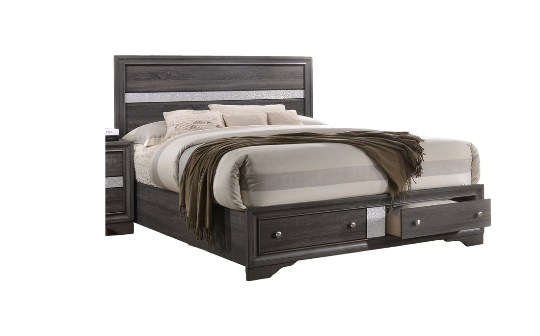 Matrix Traditional Queen 4 piece Storage Bedroom Set made with Wood in Gray