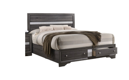 Matrix Traditional Queen 4 piece Storage Bedroom Set made with Wood in Gray