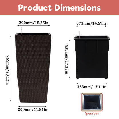 Large Self Watering Flower Pot With Drainage Holes &amp; Inner Tray