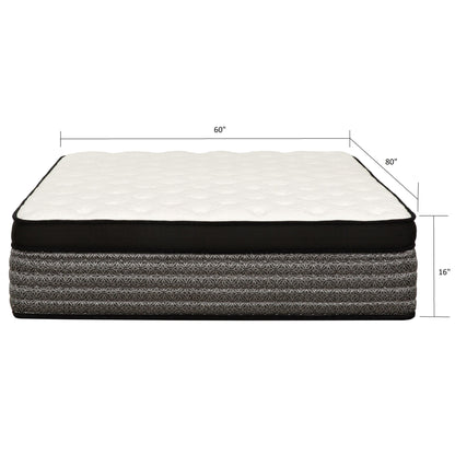Premium 16&quot; Queen Size Hybrid Mattress In A Box Plush Gel Memory Foam Top With Cooling Technology - Gray / White