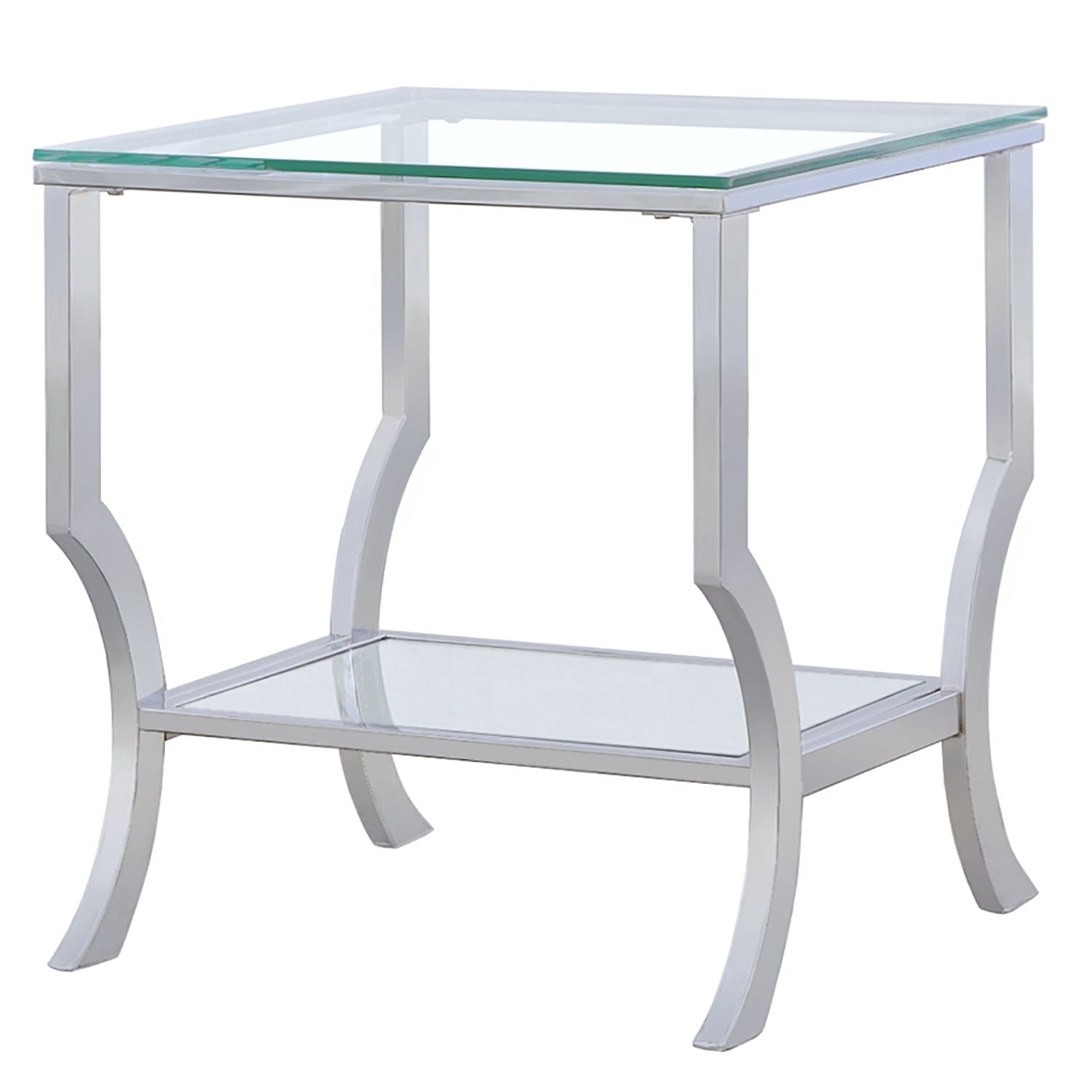 Porch &amp; Den - Square Top End Table Elegance Glass - Chrome