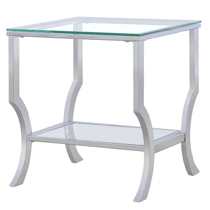 Porch &amp; Den - Square Top End Table Elegance Glass - Chrome
