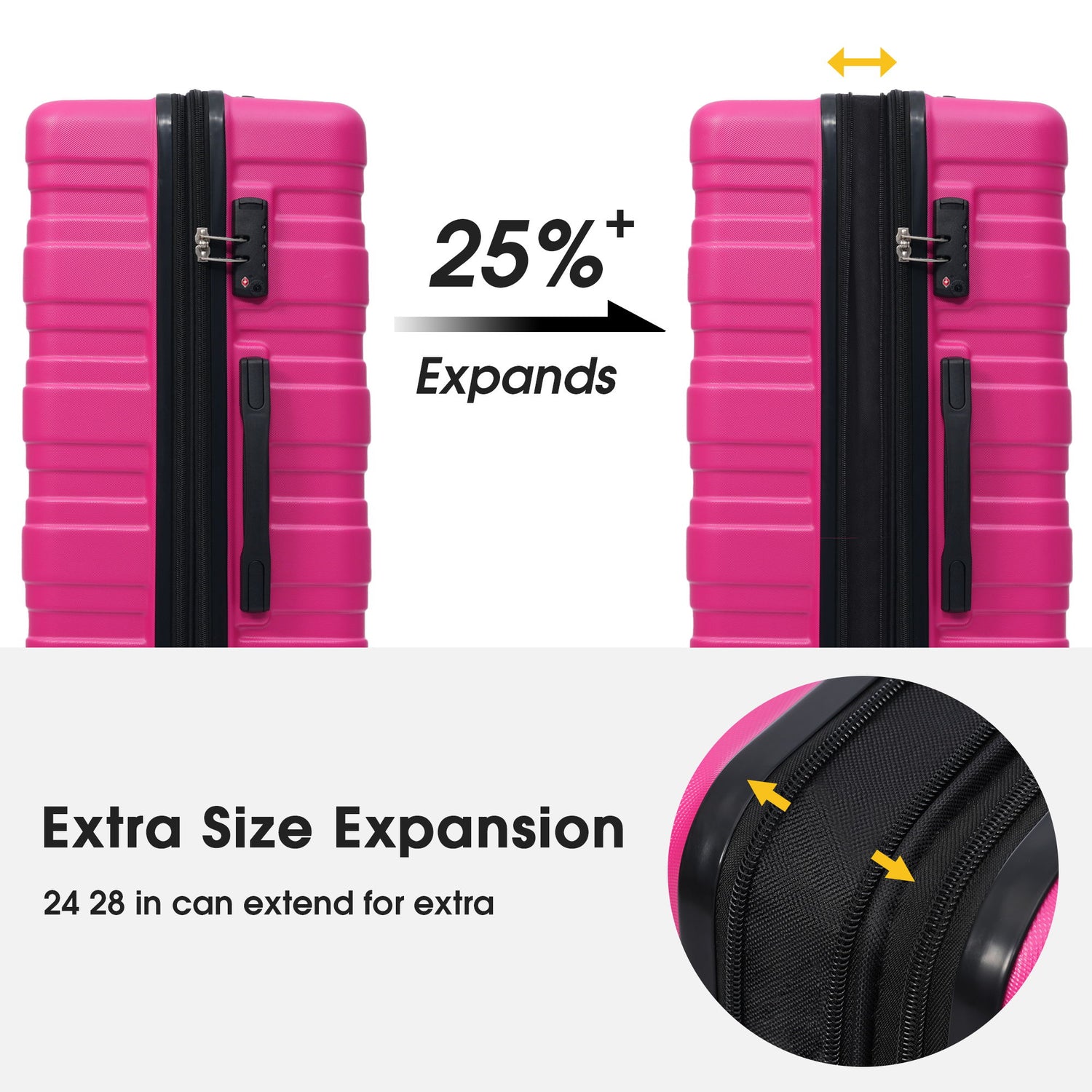 Hardshell Luggage Sets 3 Pieces Spinner Suitcase With Tsa Lock Lightweight 20&quot; 24&quot; 28&quot;