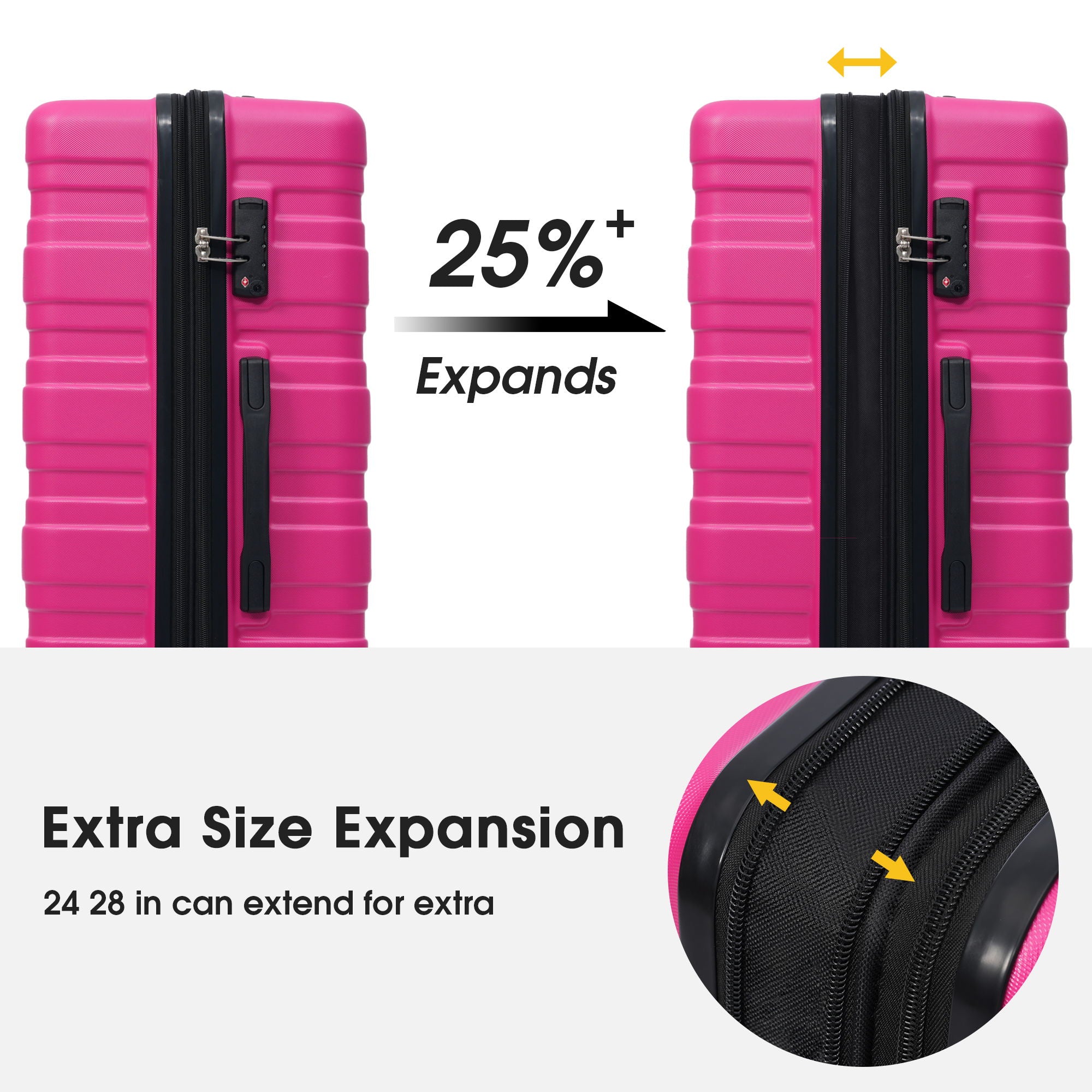 Hardshell Luggage Sets 3 Pieces Spinner Suitcase With Tsa Lock Lightweight 20&quot; 24&quot; 28&quot;