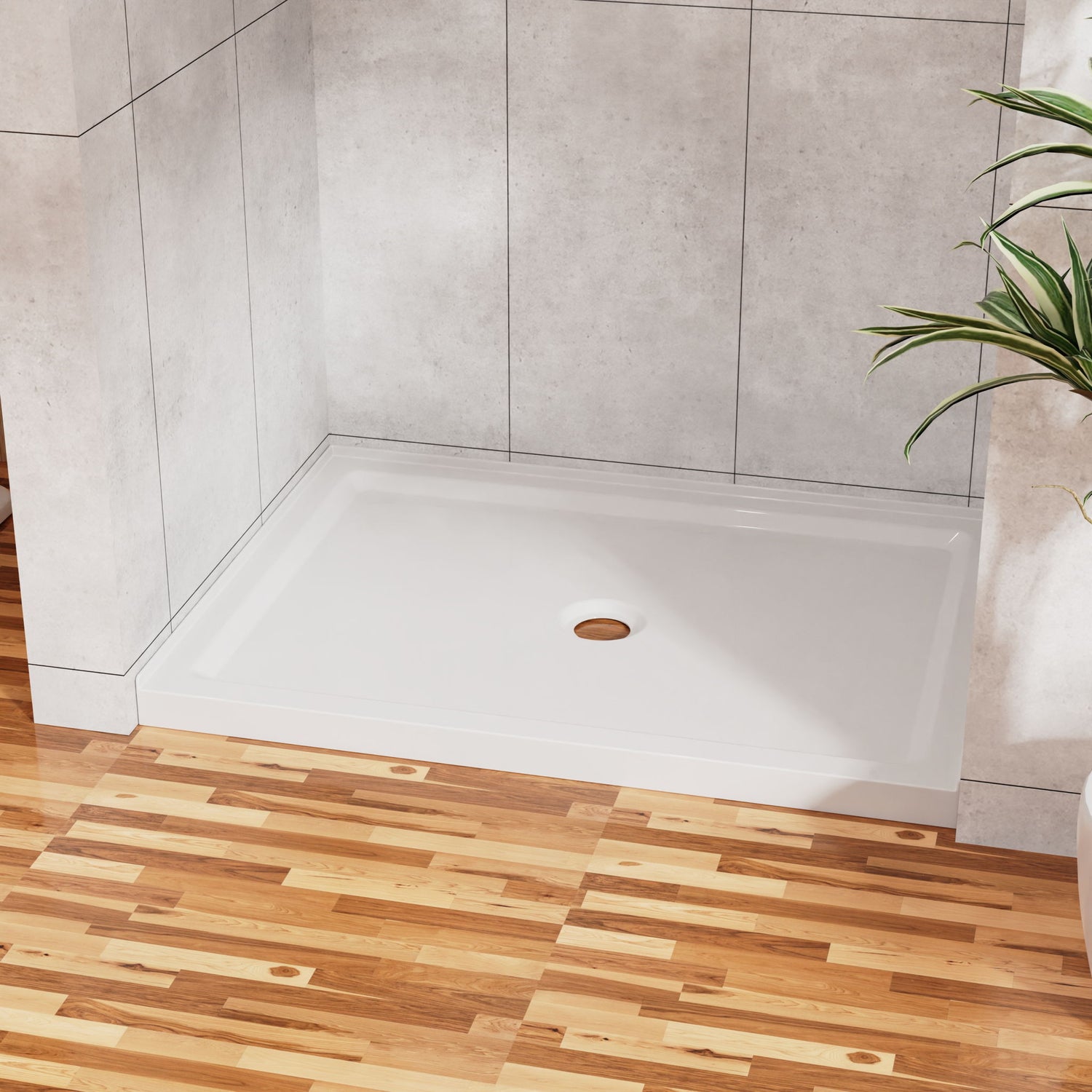 Shower Base Anti Slip Center Drain Single Threshold 32&quot; X 48&quot; - White