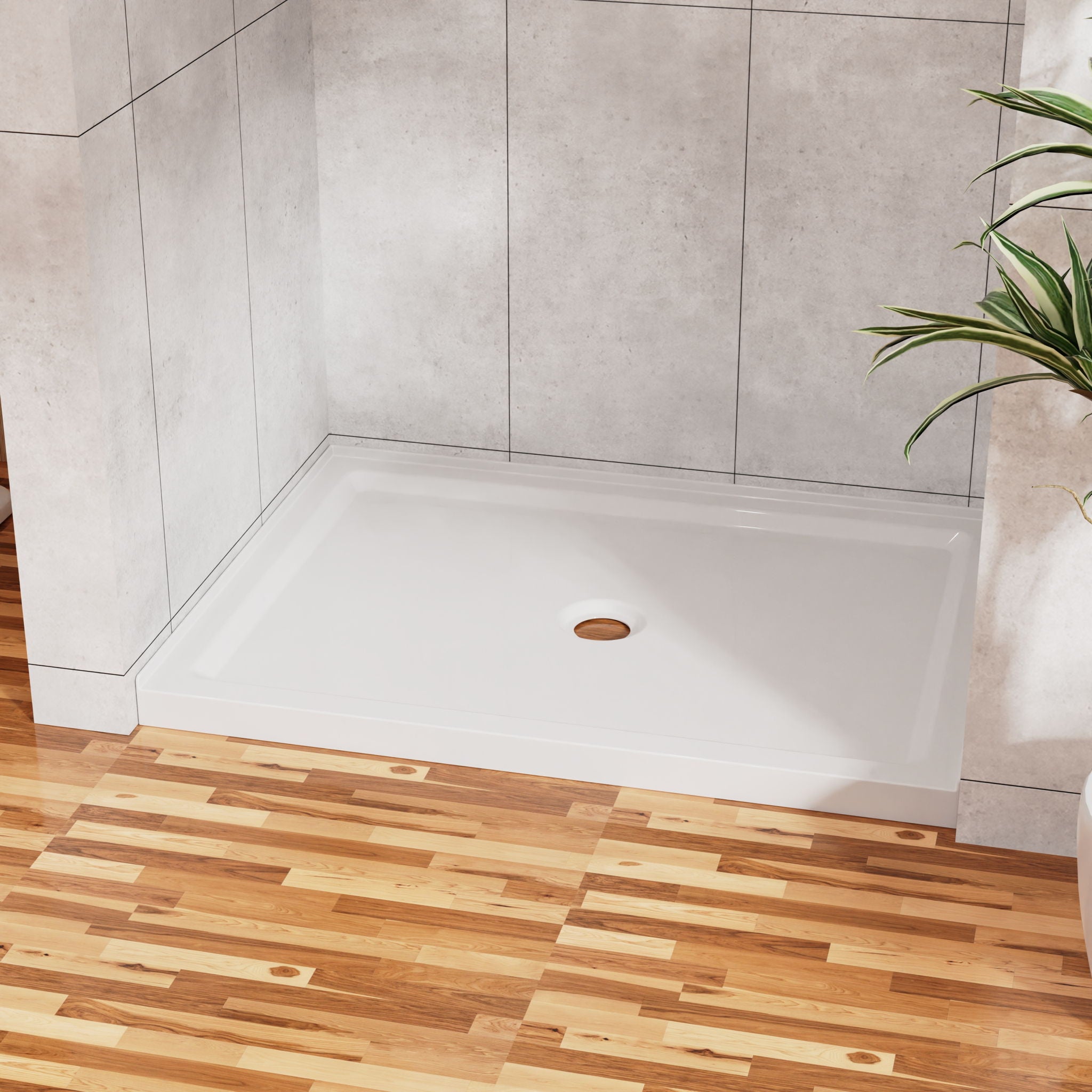 Shower Base Anti Slip Center Drain Single Threshold 32&quot; X 48&quot; - White