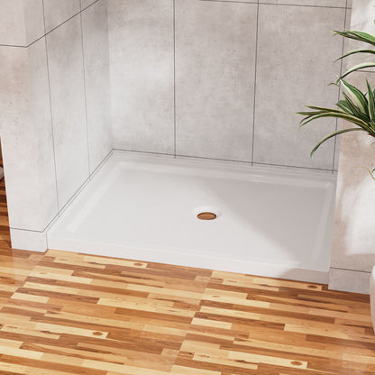 Shower Base Anti Slip Center Drain Single Threshold 32&quot; X 48&quot; - White