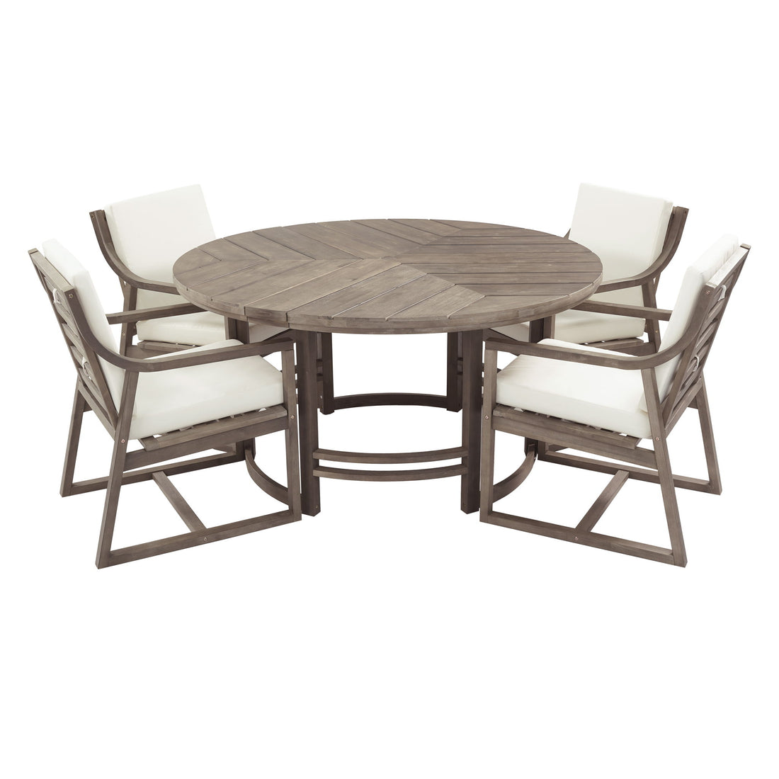 5 Piece Outdoor Dining Set, Patio Table And Chairs With Umbrella Hole