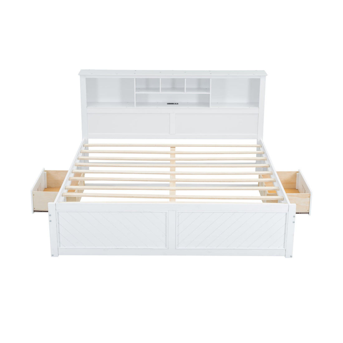 Platform Bed With Multi Storage Headboard, USB And Drawers