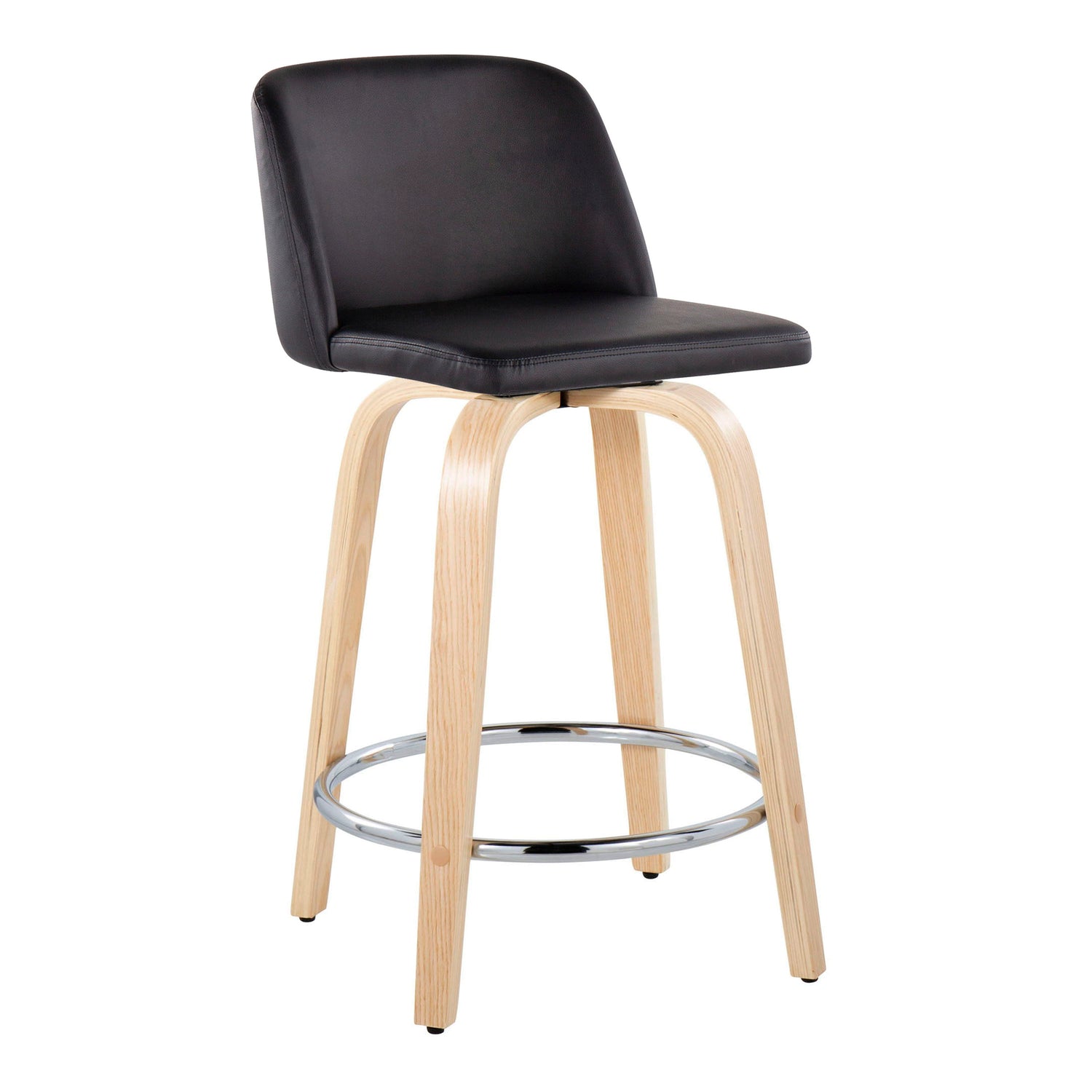 Toriano - Contemporary Fixed Height Counter Stool &amp; Swivel And Round Footrest (Set of 2)