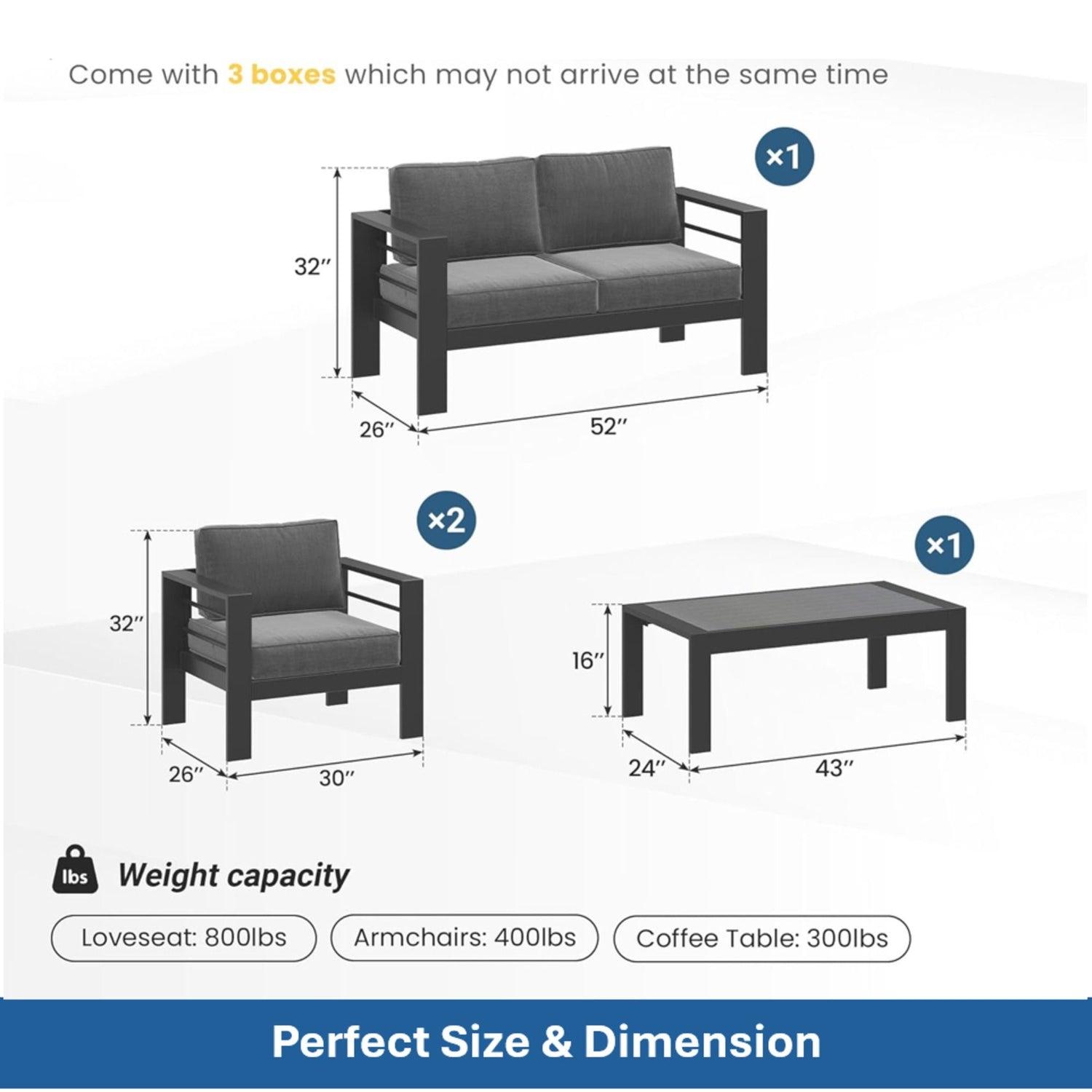 Outdoor Patio Set, All-Weather &amp; Thick Cushions