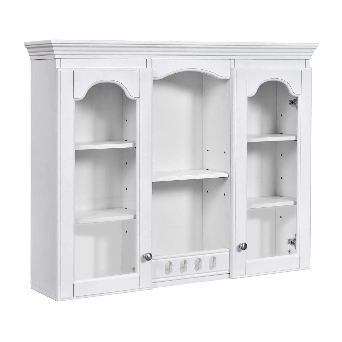 Wall-Mounted Medicine Cabinet With 2 Glass Doors, Adjustable Shelves - White