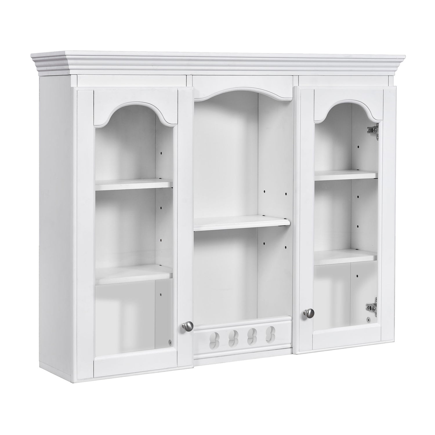 Wall-Mounted Medicine Cabinet With 2 Glass Doors, Adjustable Shelves - White