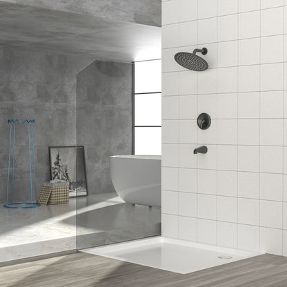 10&quot; Round Rain Shower Head System With Waterfall Tub Spout, Wall Mounted, Stainless Steel