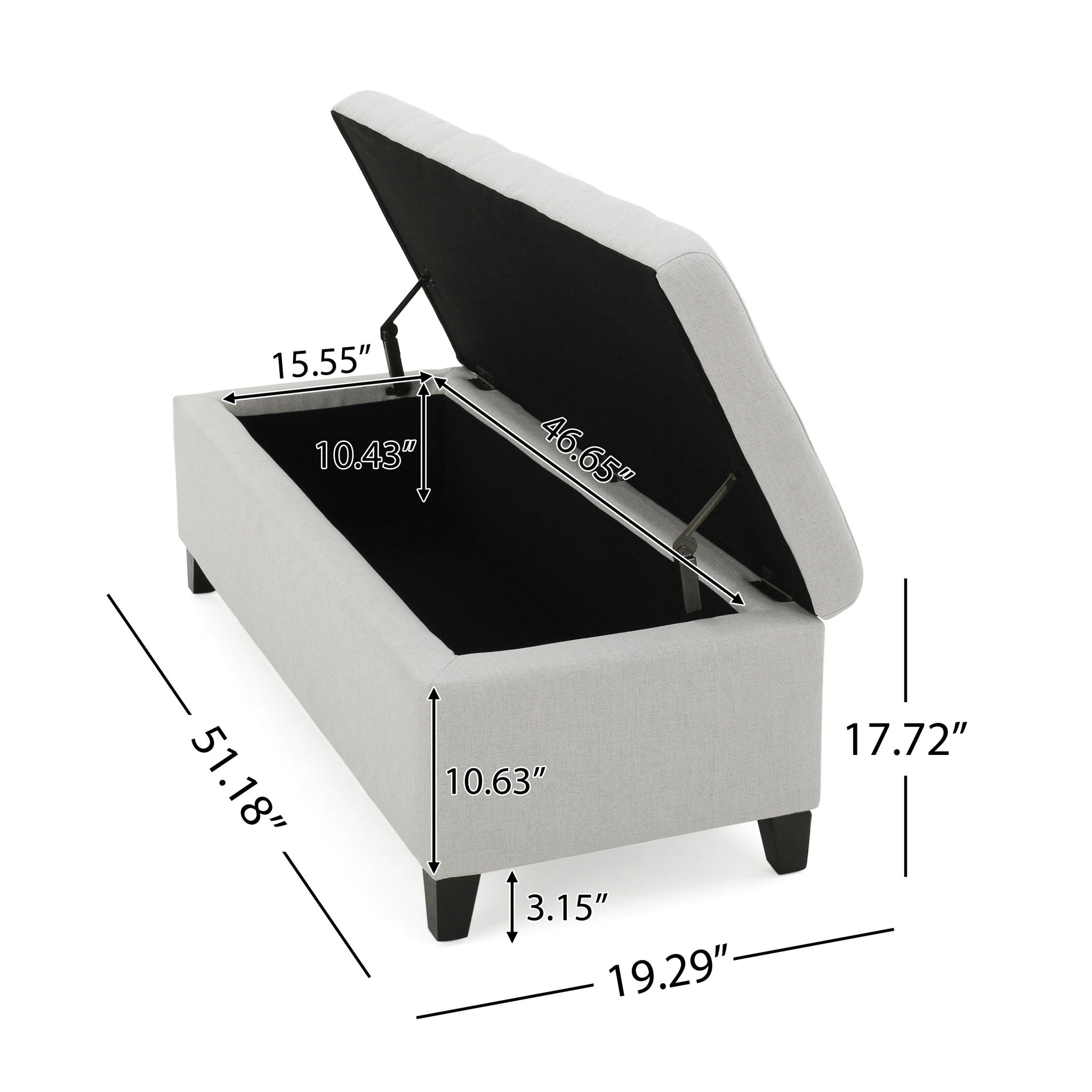 Upholstered Storage Ottoman Bench, Foot Rest For Bedroom