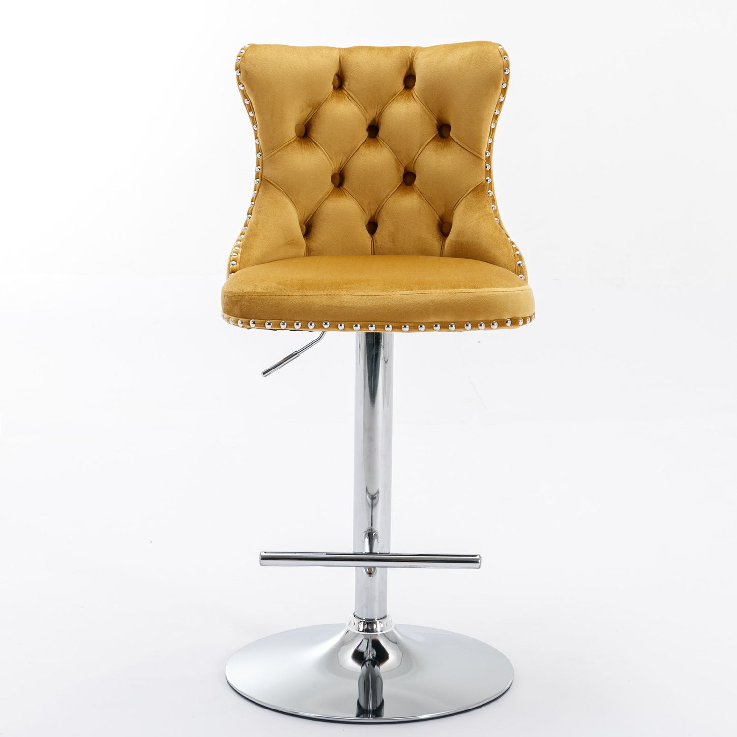 Swivel Velvet Barstools Adjusatble Seat Height From 25-33&quot;, Modern Upholstered Chrome Base Bar Stools With Backs Comfortable Tufted For Home Pub And Kitchen Island (Set of 2)