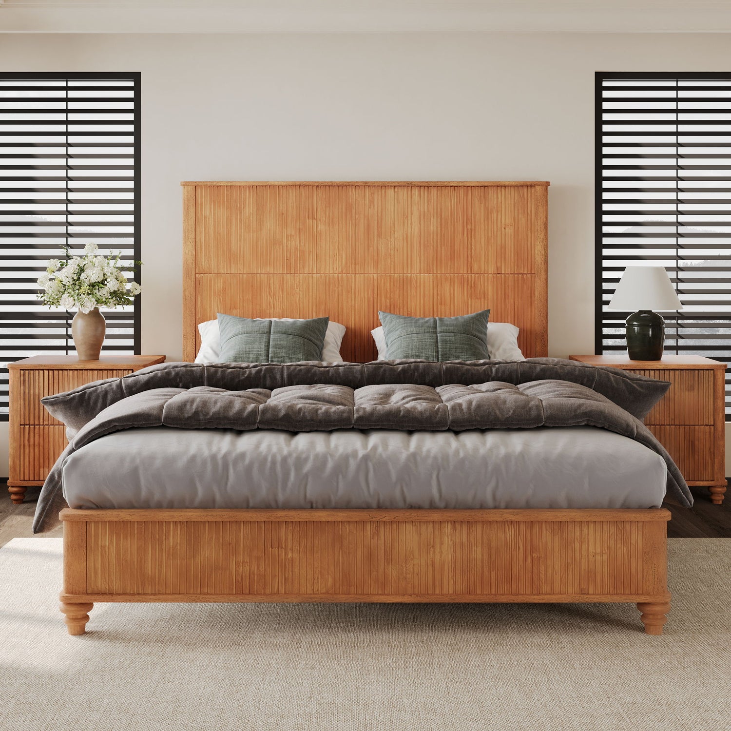 Platform Bed Frame &amp; Tall Headboard