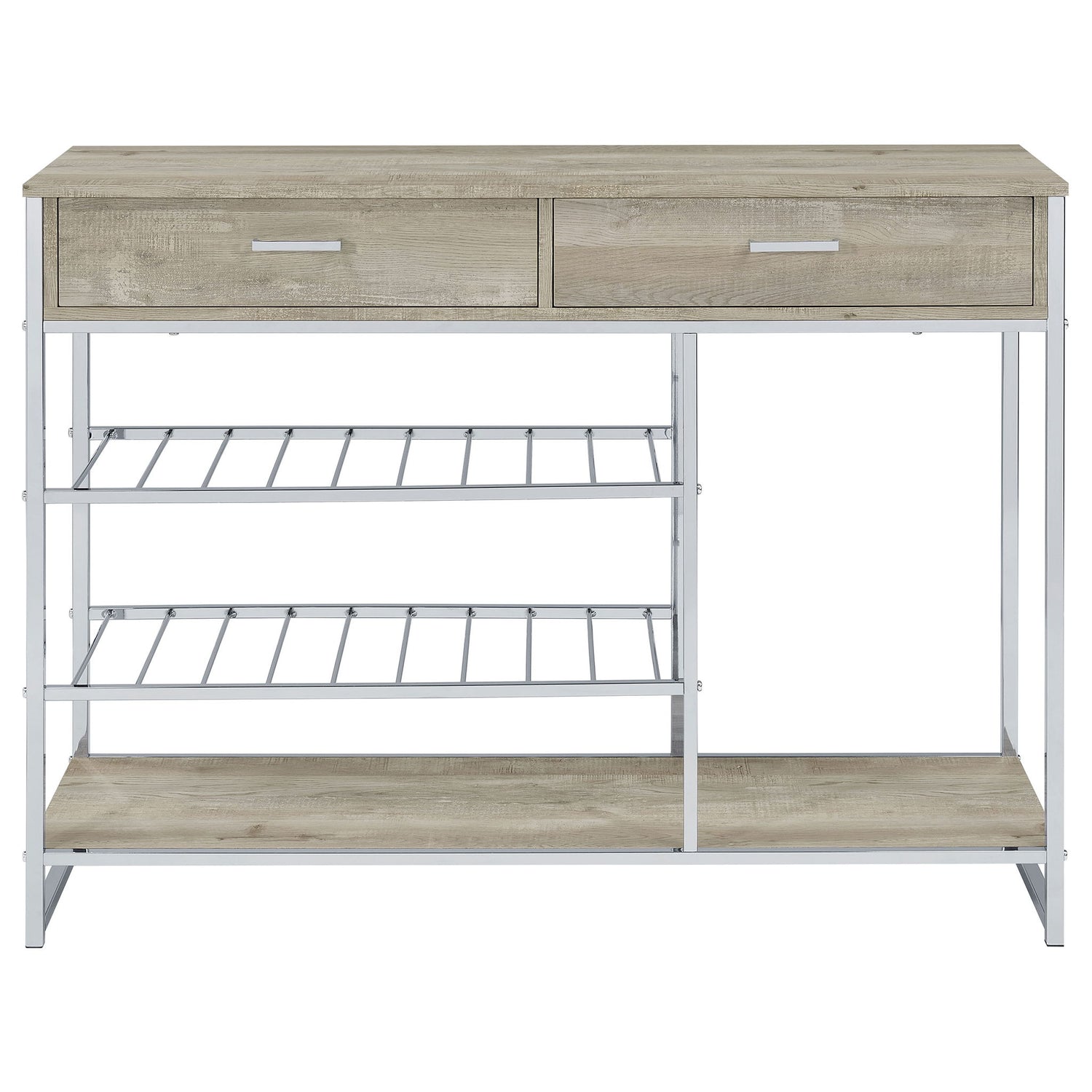 Ethel - 2 Drawer Home Bar Storage With Wine Rack - Oak
