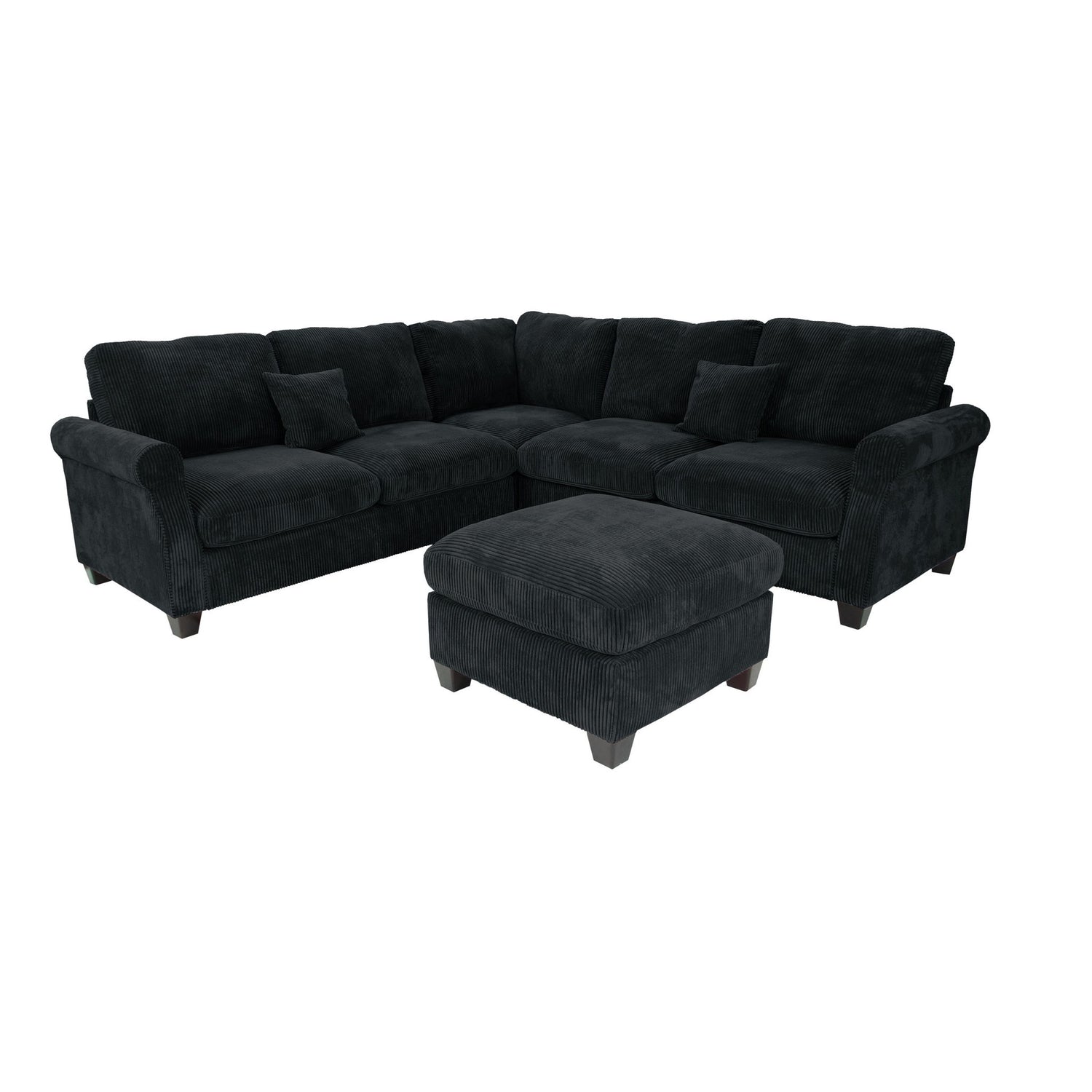 Modern Sectional Set With Corner Wedge, Loveseat, Ottoman &amp; 2 Pillows