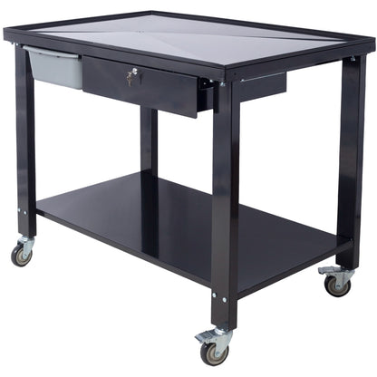 Transmission Teardown Work Station 1 / 2 Ton Capacity Sloping Drain Table Locking Drawer Removable Drain Basin Full-Width Lower Shelf Four 4&quot; Caster Wheels