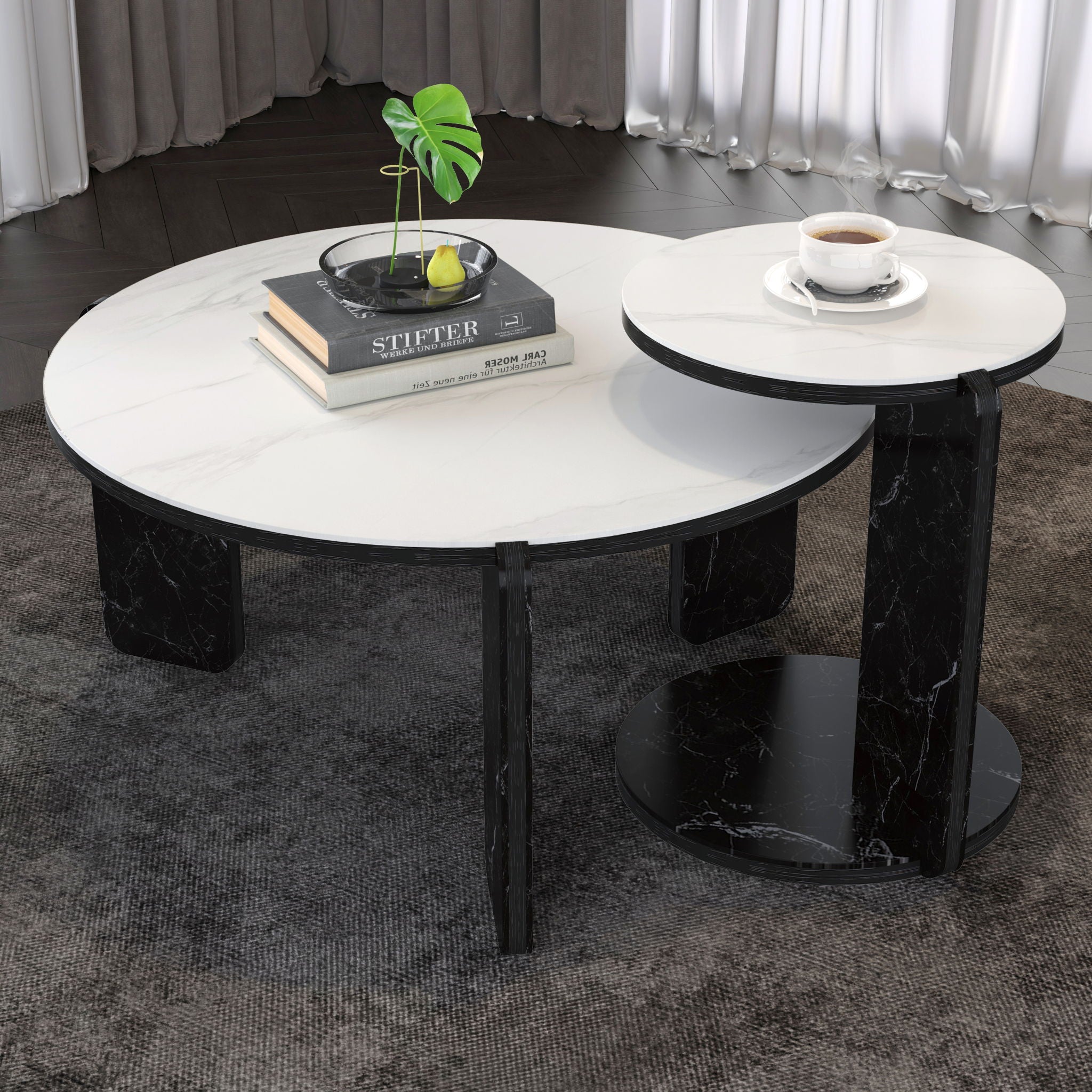 Round Coffee &amp; End Table Set