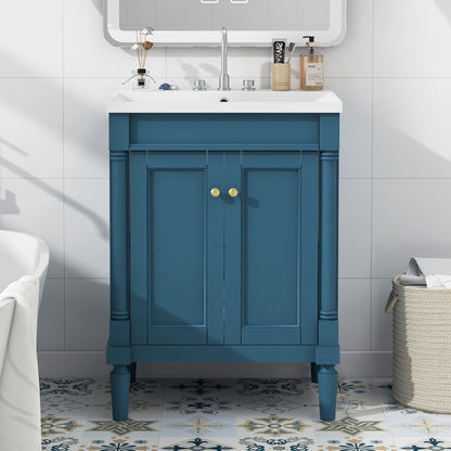 Bathroom Vanity With Top Sink, 2-Tier Modern Bathroom Storage Cabinet