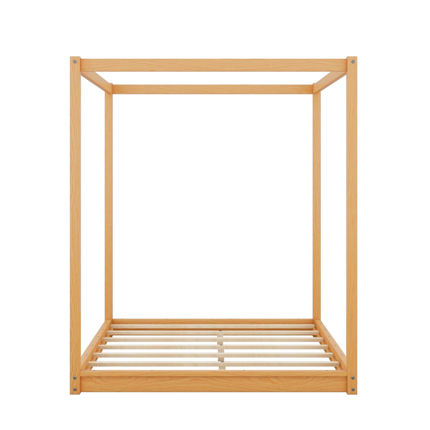 Wood Canopy Platform Bed With Support Legs And Airflow Slats
