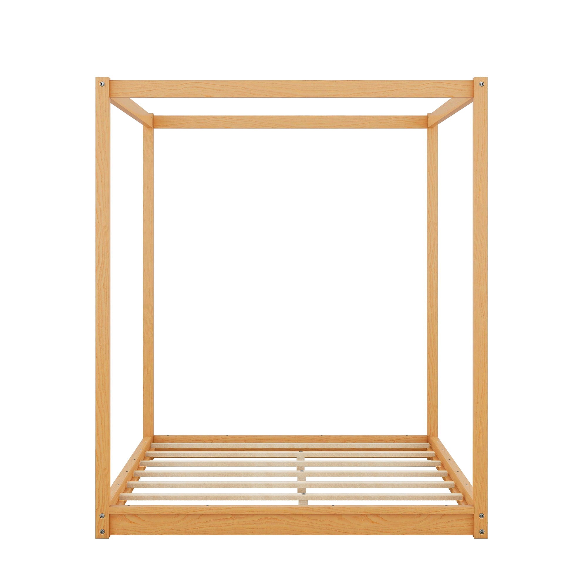 Wood Canopy Platform Bed With Support Legs And Airflow Slats