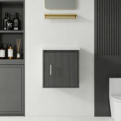 Floating Bathroom Vanity Combo, Wall Mounted Cabinet With Sink &amp; Soft Close Doors For Small Bathrooms