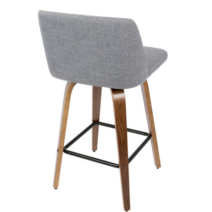 Toriano - Mid Century Modern Fixed Height Counter Stool &amp; Square Footrest (Set of 2)