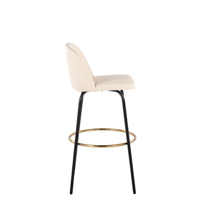 Toriano - Contemporary Fixed Height, Barstool With Swivel &amp; Round Footrest (Set of 2)