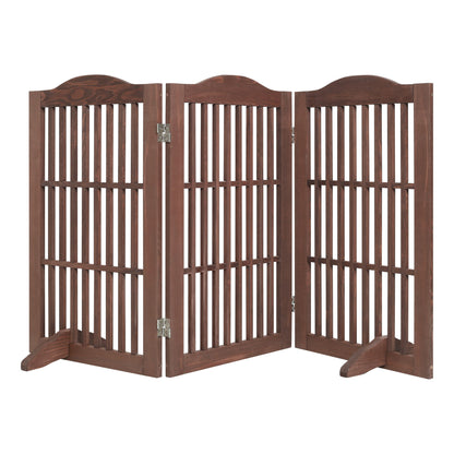 Freestanding Foldable Pet Gate For Dogs - Brown