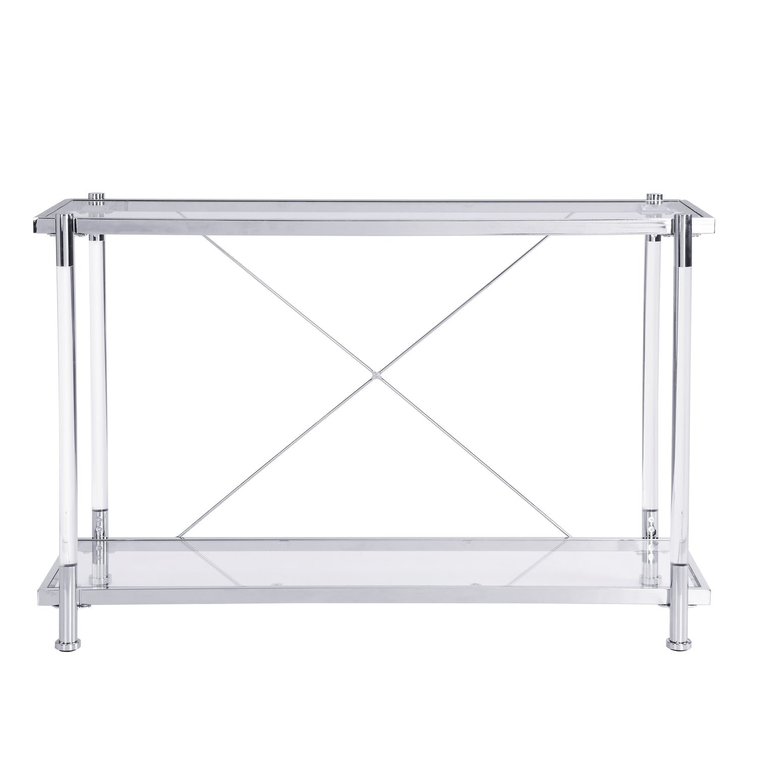 Chrome Glass Sofa Table, Acrylic Side Table, Console Table For Living Room &amp; Bedroom - Chrome
