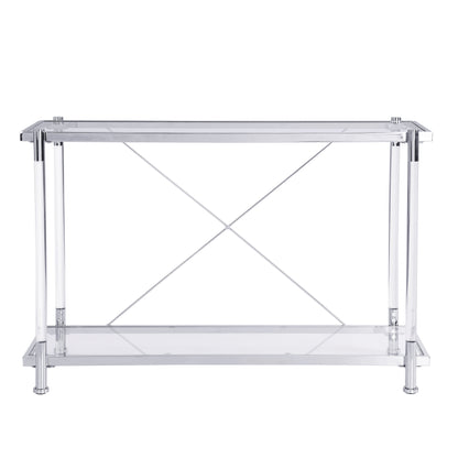 Chrome Glass Sofa Table, Acrylic Side Table, Console Table For Living Room &amp; Bedroom - Chrome