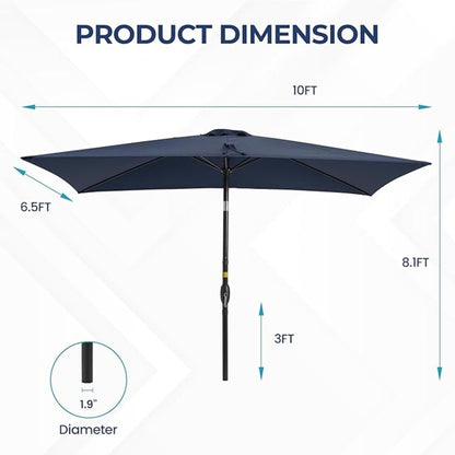 Rectangular Patio Umbrella With Crank Tilt, Polyester UV-Resistant Canopy